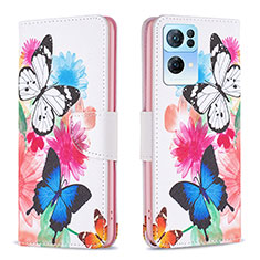 Custodia Portafoglio In Pelle Fantasia Modello Cover con Supporto B01F per Oppo Reno7 Pro 5G Colorato