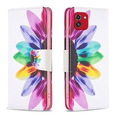 Custodia Portafoglio In Pelle Fantasia Modello Cover con Supporto B01F per Samsung Galaxy A03 Multicolore