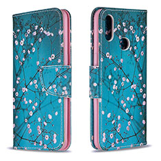Custodia Portafoglio In Pelle Fantasia Modello Cover con Supporto B01F per Samsung Galaxy A10s Ciano