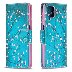 Custodia Portafoglio In Pelle Fantasia Modello Cover con Supporto B01F per Samsung Galaxy A12 Nacho Ciano