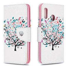 Custodia Portafoglio In Pelle Fantasia Modello Cover con Supporto B01F per Samsung Galaxy A20e Bianco