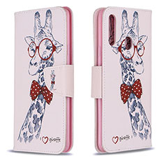 Custodia Portafoglio In Pelle Fantasia Modello Cover con Supporto B01F per Samsung Galaxy A20s Rosa