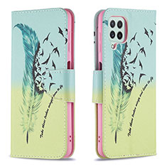 Custodia Portafoglio In Pelle Fantasia Modello Cover con Supporto B01F per Samsung Galaxy A22 4G Verde Pastello