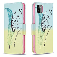 Custodia Portafoglio In Pelle Fantasia Modello Cover con Supporto B01F per Samsung Galaxy A22 5G Verde Pastello
