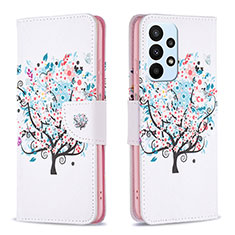 Custodia Portafoglio In Pelle Fantasia Modello Cover con Supporto B01F per Samsung Galaxy A23 5G Bianco