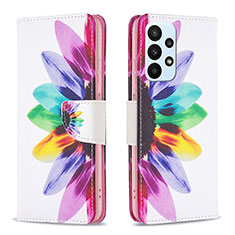 Custodia Portafoglio In Pelle Fantasia Modello Cover con Supporto B01F per Samsung Galaxy A23 5G Multicolore