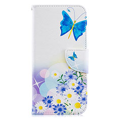 Custodia Portafoglio In Pelle Fantasia Modello Cover con Supporto B01F per Samsung Galaxy A30 Blu