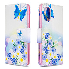 Custodia Portafoglio In Pelle Fantasia Modello Cover con Supporto B01F per Samsung Galaxy A41 Blu