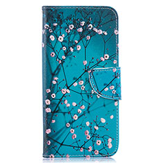 Custodia Portafoglio In Pelle Fantasia Modello Cover con Supporto B01F per Samsung Galaxy A50 Ciano