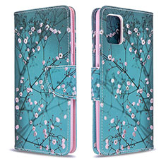 Custodia Portafoglio In Pelle Fantasia Modello Cover con Supporto B01F per Samsung Galaxy A51 4G Ciano