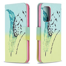 Custodia Portafoglio In Pelle Fantasia Modello Cover con Supporto B01F per Samsung Galaxy A52 5G Verde Pastello