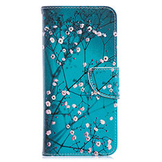 Custodia Portafoglio In Pelle Fantasia Modello Cover con Supporto B01F per Samsung Galaxy A70S Ciano