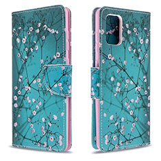 Custodia Portafoglio In Pelle Fantasia Modello Cover con Supporto B01F per Samsung Galaxy A71 4G A715 Ciano