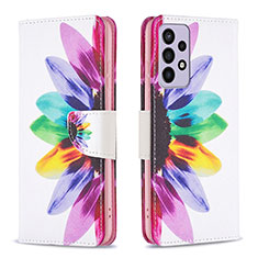 Custodia Portafoglio In Pelle Fantasia Modello Cover con Supporto B01F per Samsung Galaxy A73 5G Multicolore