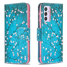 Custodia Portafoglio In Pelle Fantasia Modello Cover con Supporto B01F per Samsung Galaxy A82 5G Ciano