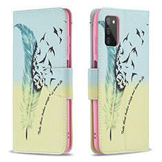 Custodia Portafoglio In Pelle Fantasia Modello Cover con Supporto B01F per Samsung Galaxy F02S SM-E025F Verde Pastello