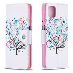Custodia Portafoglio In Pelle Fantasia Modello Cover con Supporto B01F per Samsung Galaxy M12 Bianco