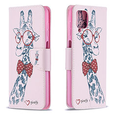 Custodia Portafoglio In Pelle Fantasia Modello Cover con Supporto B01F per Samsung Galaxy M12 Rosa