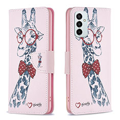 Custodia Portafoglio In Pelle Fantasia Modello Cover con Supporto B01F per Samsung Galaxy M23 5G Rosa