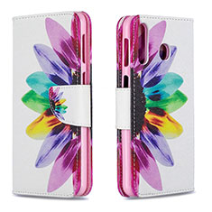 Custodia Portafoglio In Pelle Fantasia Modello Cover con Supporto B01F per Samsung Galaxy M30 Multicolore