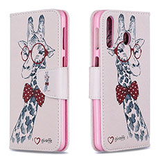 Custodia Portafoglio In Pelle Fantasia Modello Cover con Supporto B01F per Samsung Galaxy M30 Rosa