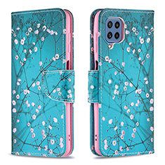 Custodia Portafoglio In Pelle Fantasia Modello Cover con Supporto B01F per Samsung Galaxy M32 4G Ciano