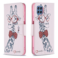 Custodia Portafoglio In Pelle Fantasia Modello Cover con Supporto B01F per Samsung Galaxy M32 4G Rosa