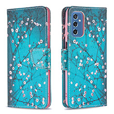Custodia Portafoglio In Pelle Fantasia Modello Cover con Supporto B01F per Samsung Galaxy M52 5G Ciano