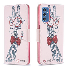 Custodia Portafoglio In Pelle Fantasia Modello Cover con Supporto B01F per Samsung Galaxy M52 5G Rosa