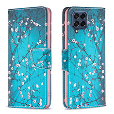 Custodia Portafoglio In Pelle Fantasia Modello Cover con Supporto B01F per Samsung Galaxy M53 5G Ciano