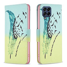 Custodia Portafoglio In Pelle Fantasia Modello Cover con Supporto B01F per Samsung Galaxy M53 5G Verde Pastello