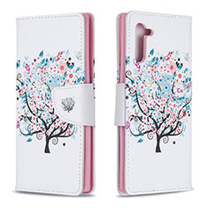 Custodia Portafoglio In Pelle Fantasia Modello Cover con Supporto B01F per Samsung Galaxy Note 10 5G Bianco