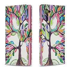 Custodia Portafoglio In Pelle Fantasia Modello Cover con Supporto B01F per Samsung Galaxy Note 10 5G Verde