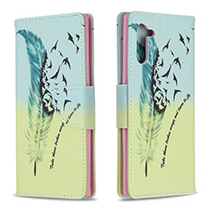 Custodia Portafoglio In Pelle Fantasia Modello Cover con Supporto B01F per Samsung Galaxy Note 10 5G Verde Pastello