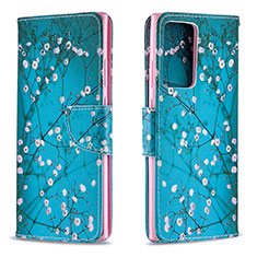 Custodia Portafoglio In Pelle Fantasia Modello Cover con Supporto B01F per Samsung Galaxy Note 20 Ultra 5G Ciano