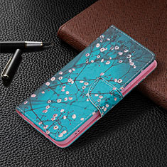 Custodia Portafoglio In Pelle Fantasia Modello Cover con Supporto B01F per Samsung Galaxy S21 FE 5G Blu