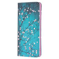 Custodia Portafoglio In Pelle Fantasia Modello Cover con Supporto B01F per Samsung Galaxy S22 Ultra 5G Ciano