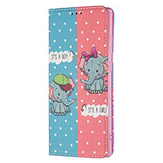 Custodia Portafoglio In Pelle Fantasia Modello Cover con Supporto B01F per Samsung Galaxy S23 Ultra 5G Multicolore