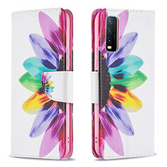 Custodia Portafoglio In Pelle Fantasia Modello Cover con Supporto B01F per Vivo Y12s Multicolore