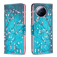 Custodia Portafoglio In Pelle Fantasia Modello Cover con Supporto B01F per Xiaomi Civi 3 5G Ciano