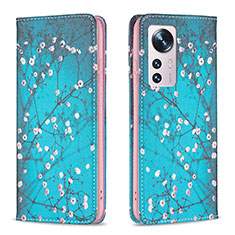 Custodia Portafoglio In Pelle Fantasia Modello Cover con Supporto B01F per Xiaomi Mi 12S 5G Ciano