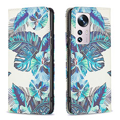 Custodia Portafoglio In Pelle Fantasia Modello Cover con Supporto B01F per Xiaomi Mi 12S 5G Cielo Blu