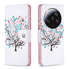 Custodia Portafoglio In Pelle Fantasia Modello Cover con Supporto B01F per Xiaomi Mi 13 Ultra 5G Bianco