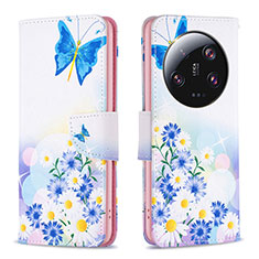 Custodia Portafoglio In Pelle Fantasia Modello Cover con Supporto B01F per Xiaomi Mi 13 Ultra 5G Blu