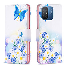 Custodia Portafoglio In Pelle Fantasia Modello Cover con Supporto B01F per Xiaomi Redmi 11A 4G Blu