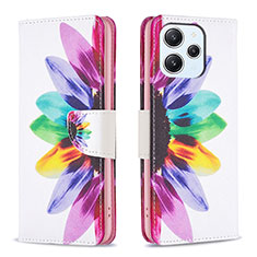 Custodia Portafoglio In Pelle Fantasia Modello Cover con Supporto B01F per Xiaomi Redmi 12 4G Multicolore