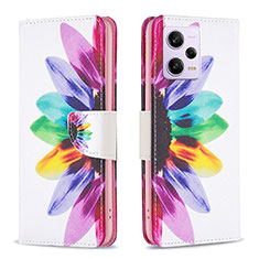 Custodia Portafoglio In Pelle Fantasia Modello Cover con Supporto B01F per Xiaomi Redmi Note 12 Pro 5G Multicolore