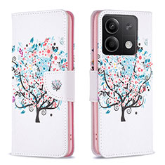Custodia Portafoglio In Pelle Fantasia Modello Cover con Supporto B01F per Xiaomi Redmi Note 13 5G Bianco