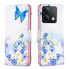 Custodia Portafoglio In Pelle Fantasia Modello Cover con Supporto B01F per Xiaomi Redmi Note 13 5G Blu