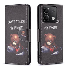 Custodia Portafoglio In Pelle Fantasia Modello Cover con Supporto B01F per Xiaomi Redmi Note 13 5G Grigio Scuro
